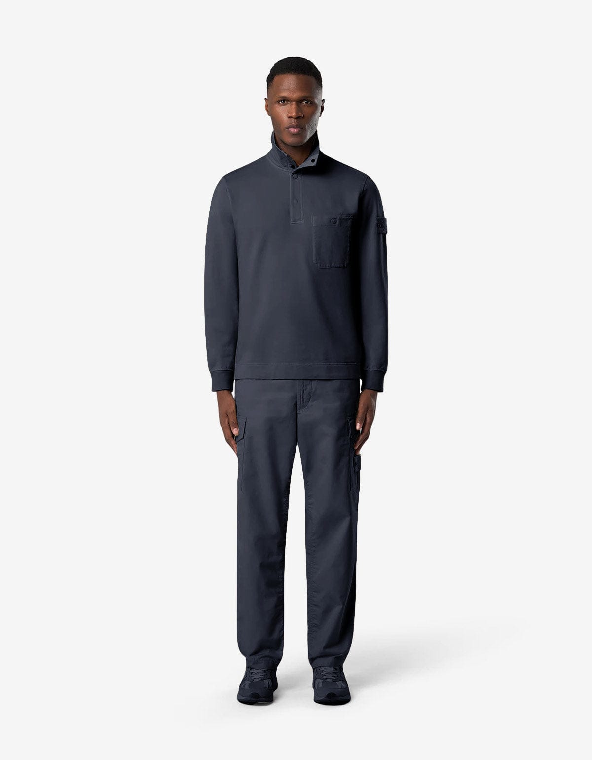 Stone Island Ghost Blue Half-Snap Sweatshirt