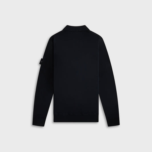 Stone Island Ghost Piece Pure Wool Knit Polo - Navy Blue