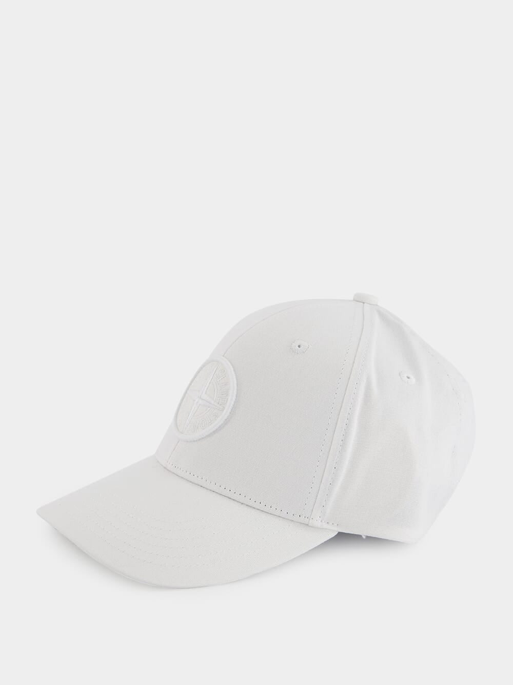 White Compass-Embroidered Cap