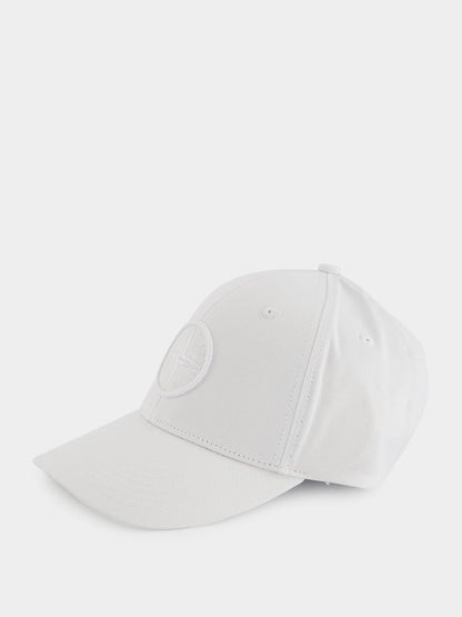White Compass-Embroidered Cap