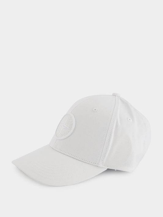 White Compass-Embroidered Cap