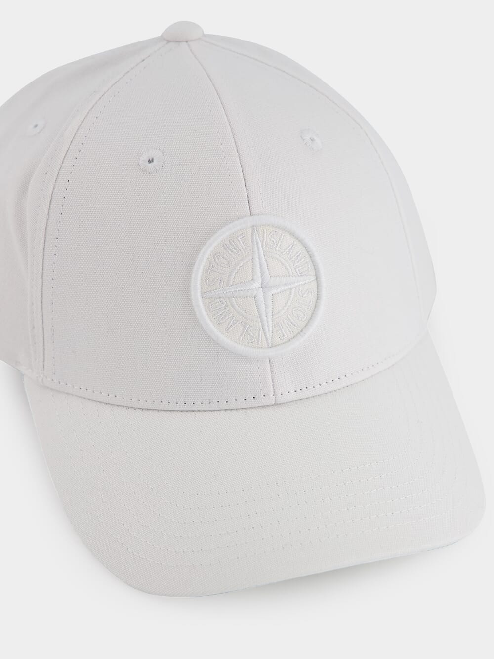 White Compass-Embroidered Cap