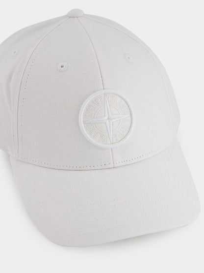 White Compass-Embroidered Cap