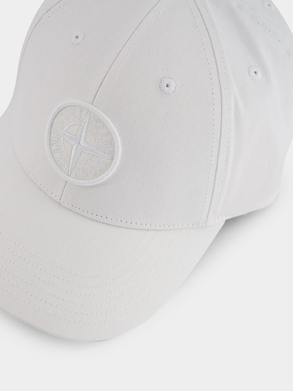 White Compass-Embroidered Cap