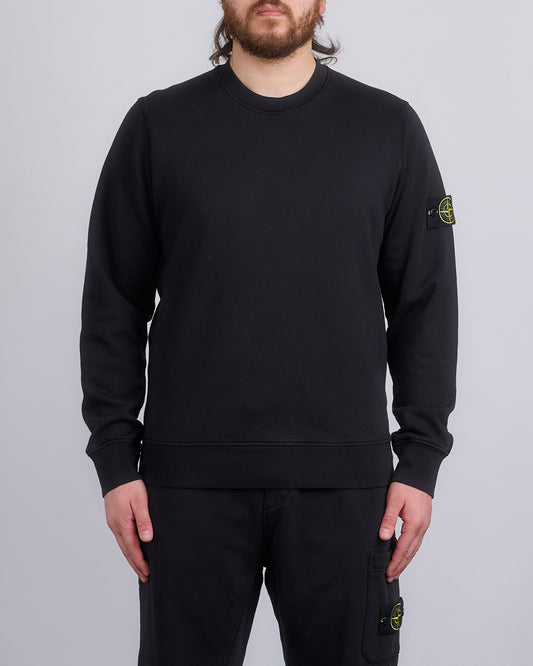 Stone Island Organic Cotton Fleece Crewneck Black