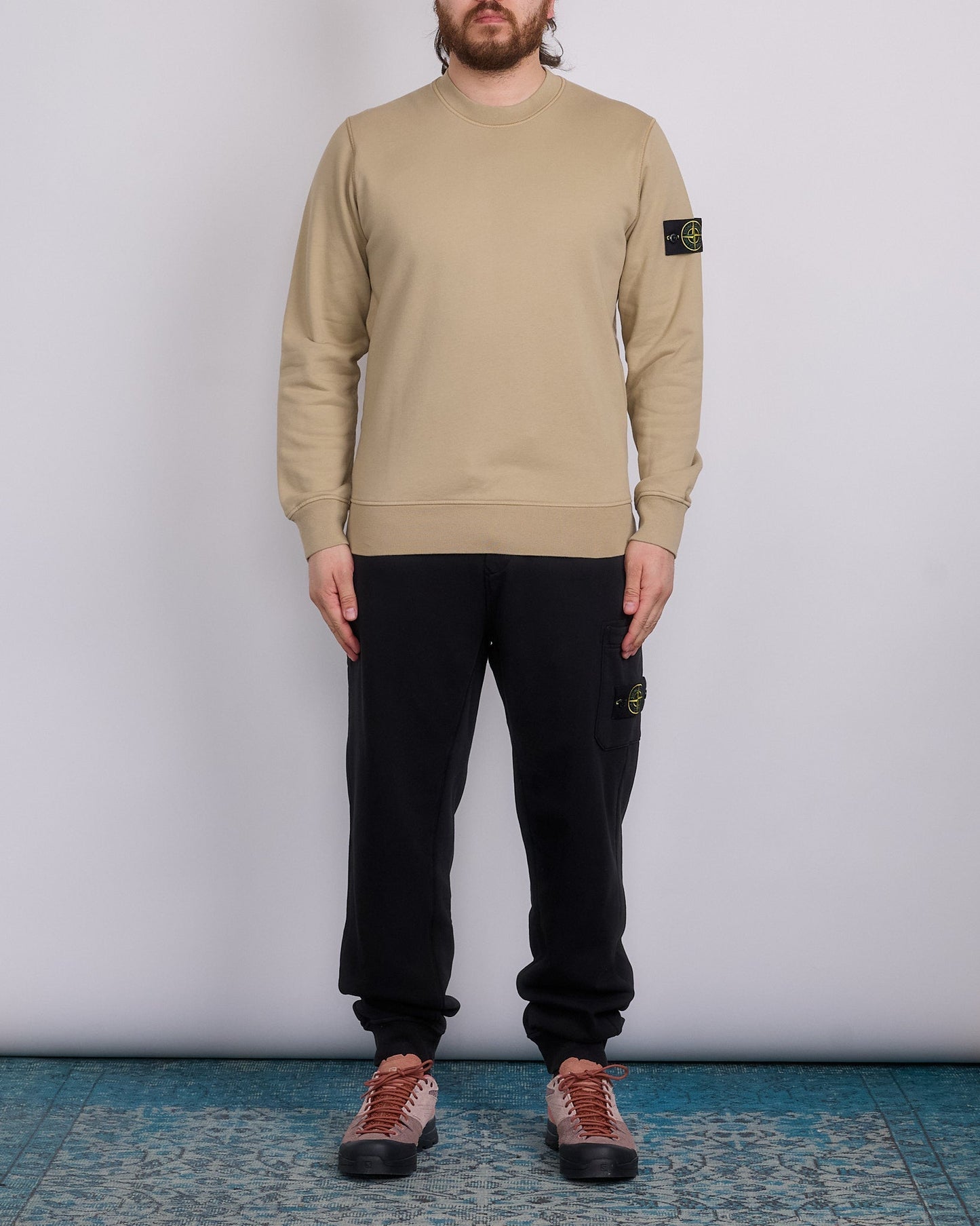 Stone Island Organic Cotton Fleece Crewneck Desert