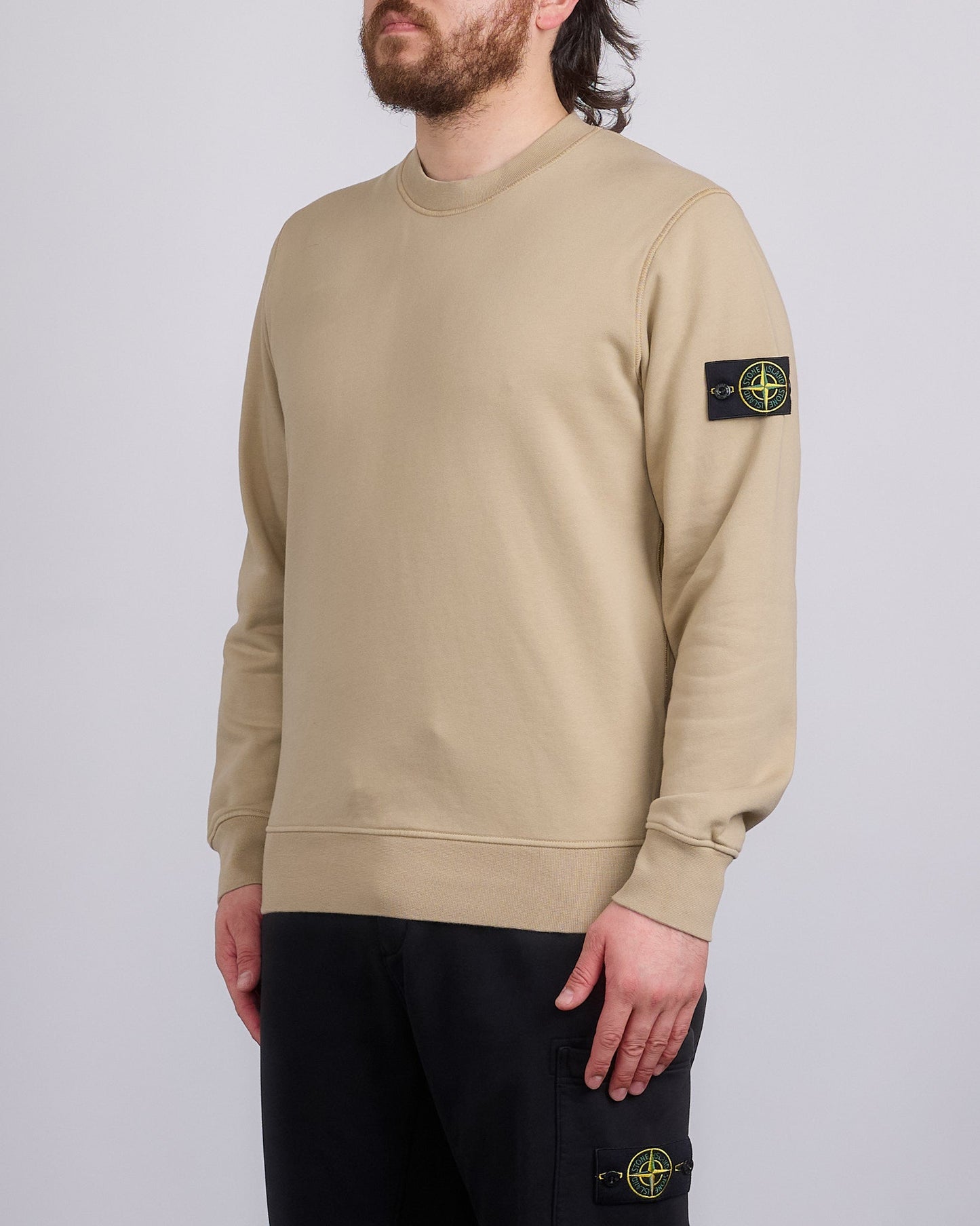 Stone Island Organic Cotton Fleece Crewneck Desert