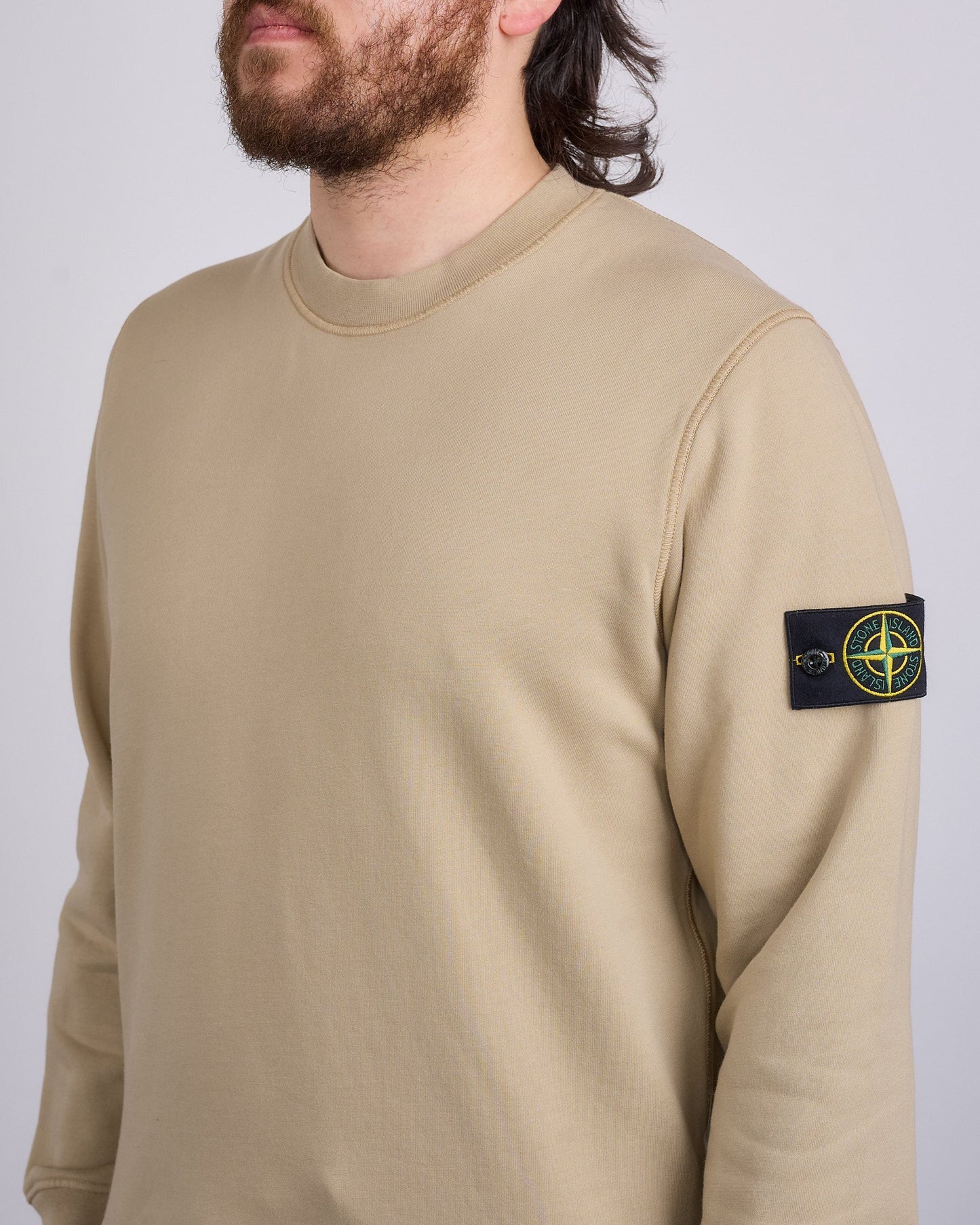 Stone Island Organic Cotton Fleece Crewneck Desert