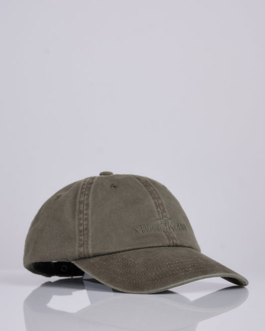 Stone Island Brushed Gabardine Logo Cap Military Green