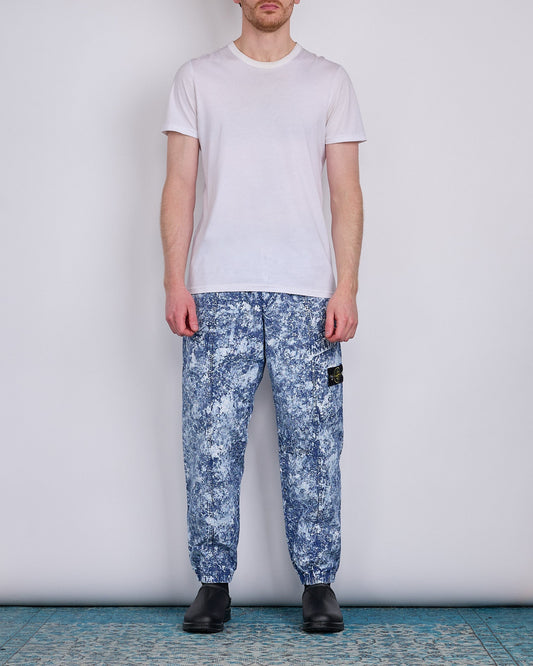 Stone Island White Pigment Print Belted Pant Blue Marine