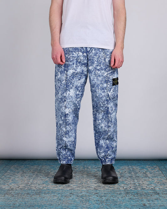Stone Island White Pigment Print Belted Pant Blue Marine