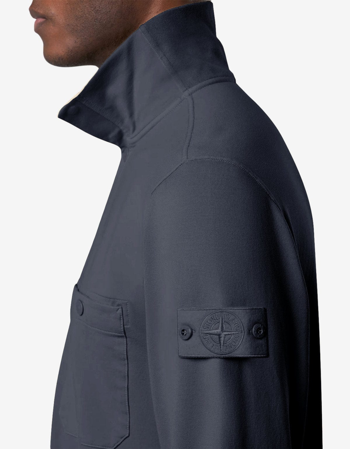 Stone Island Ghost Blue Half-Snap Sweatshirt